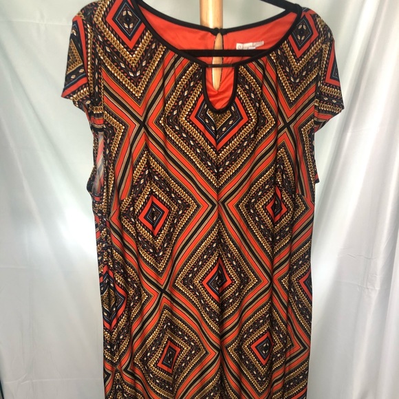 orange patterned dress